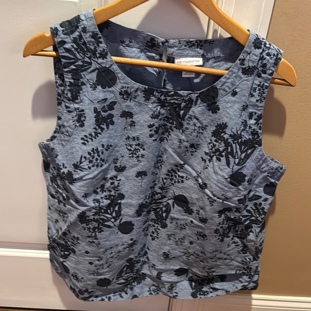 Liz Claiborne Black Asymmetrical Sleeveless Tank Top